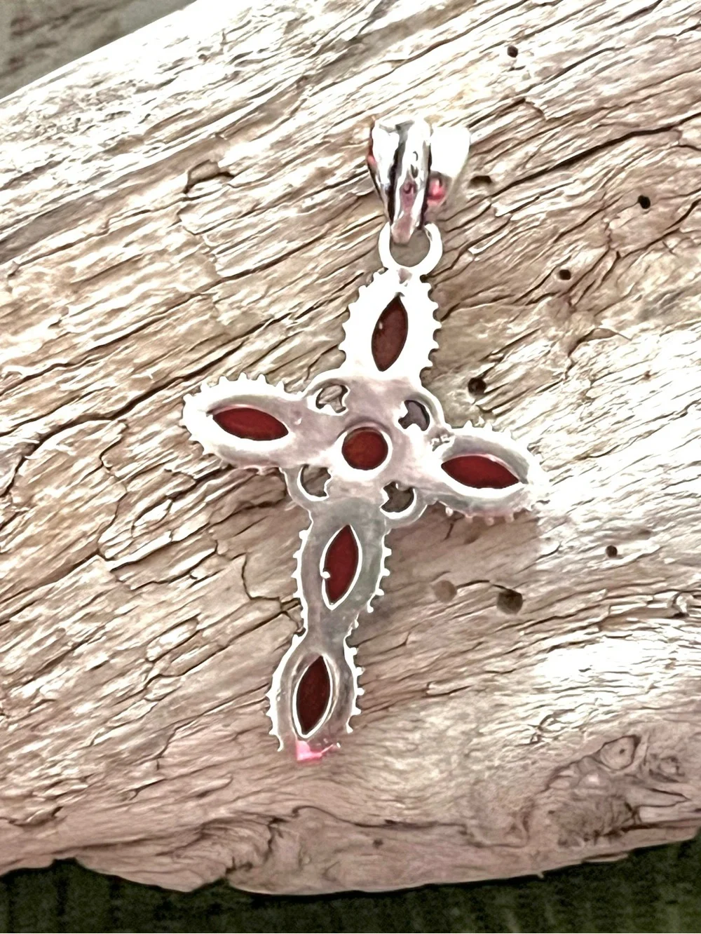 Dainty Carnelian Gemstone 925 Silver Cross 2” Pendant